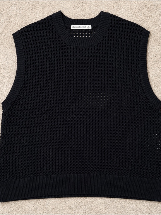 Abercrombie & Fitch Other - Abercrombie & Fitch Black Open-Knit Crewneck Sweater Vest